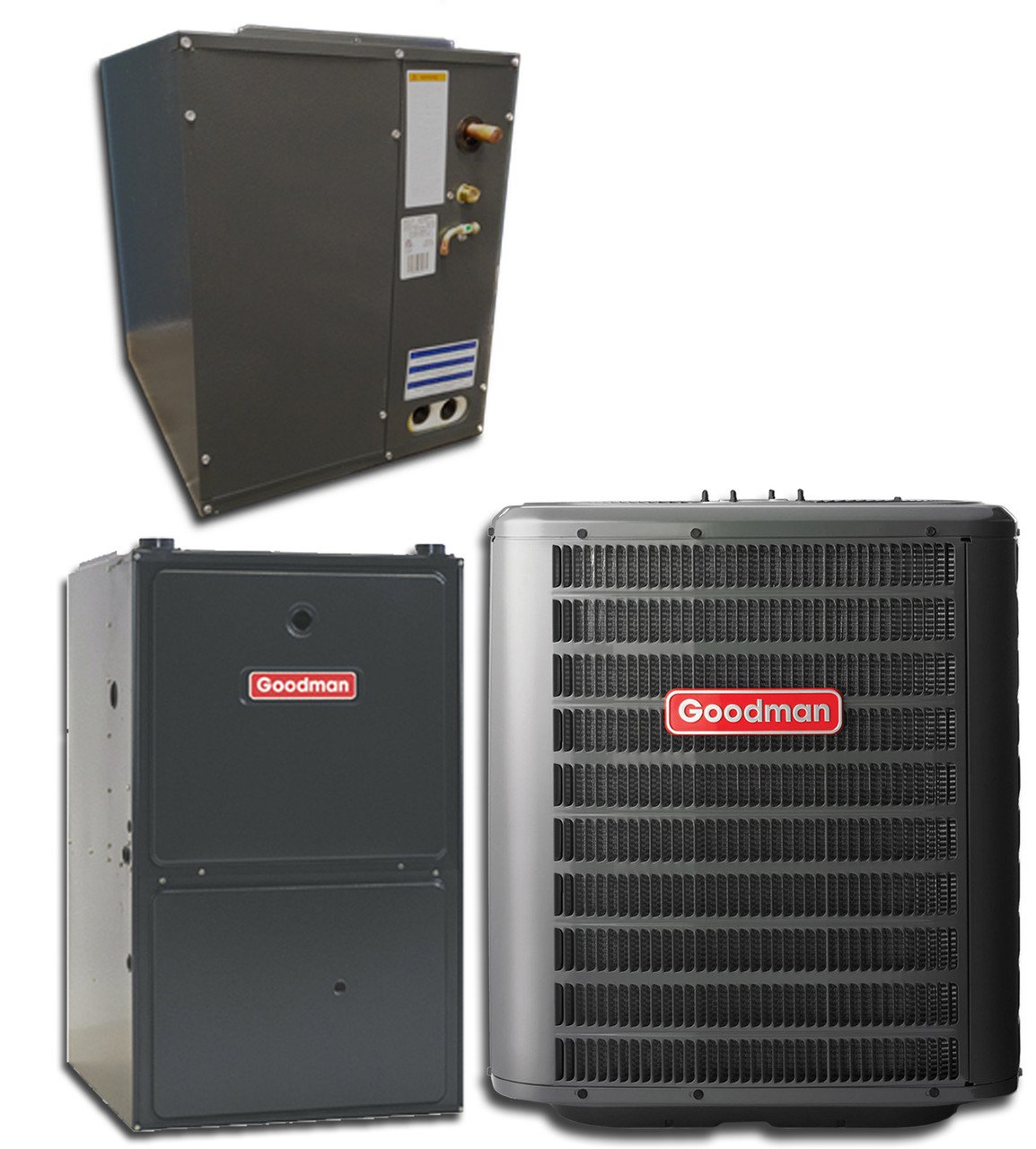 1.5 Ton Goodman 15.2 SEER2 80% AFUE 60K BTU Single Stage Gas Split GLXS4BA1810, GR9S800603B, Cased Coil