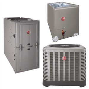 1.5 Ton Rheem 14.8 SEER2 50K BTU System RA14AY18AJ1NA, R801T0503A14UHSNAS, RCFY2414STAAMC