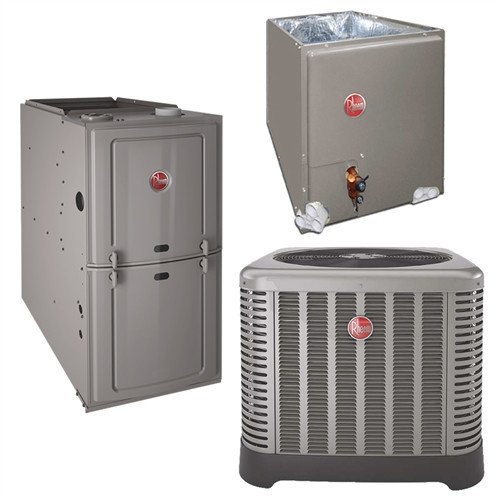 1.5 Ton Rheem 14.8 SEER2 50K BTU System RA14AY18AJ1NA, R801T0503A14UHSNAS, RCFY2414STAAMC